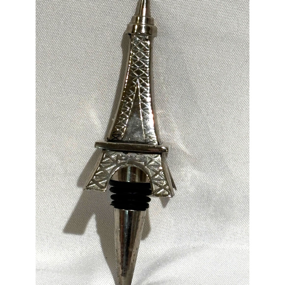 Paris Eiffel Tower Silver Plated Embossed Wine Bottle Stopper 5.5 inches French - Picture 3 of 5